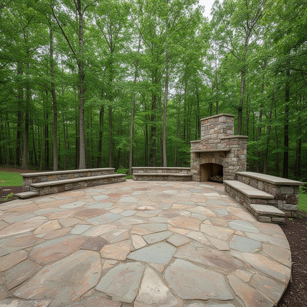 Stone Terrace & Fireplace